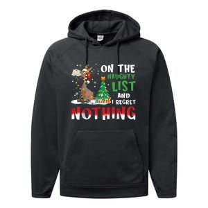 Donkey Christmas On The Naughty List And I Regret Nothing Christmas Performance Fleece Hoodie