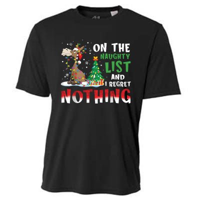 Donkey Christmas On The Naughty List And I Regret Nothing Christmas Cooling Performance Crew T-Shirt