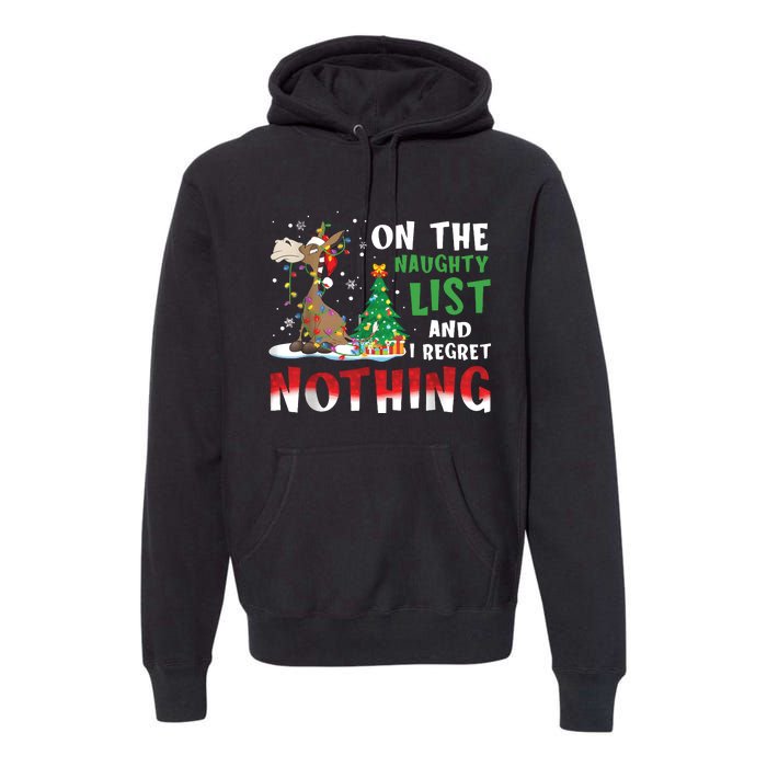 Donkey Christmas On The Naughty List And I Regret Nothing Christmas Premium Hoodie