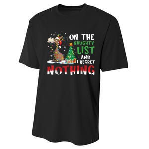 Donkey Christmas On The Naughty List And I Regret Nothing Christmas Performance Sprint T-Shirt