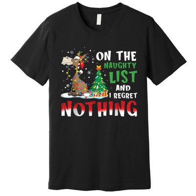 Donkey Christmas On The Naughty List And I Regret Nothing Christmas Premium T-Shirt