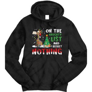 Donkey Christmas On The Naughty List And I Regret Nothing Christmas Tie Dye Hoodie