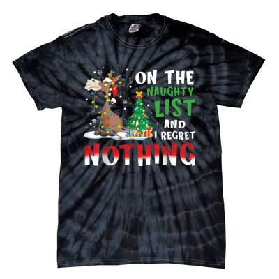 Donkey Christmas On The Naughty List And I Regret Nothing Christmas Tie-Dye T-Shirt