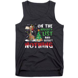 Donkey Christmas On The Naughty List And I Regret Nothing Christmas Tank Top