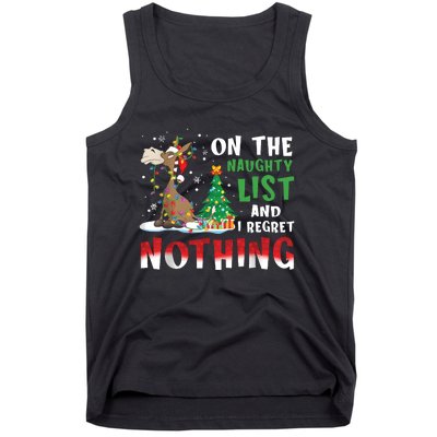 Donkey Christmas On The Naughty List And I Regret Nothing Christmas Tank Top