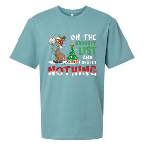 Donkey Christmas On The Naughty List And I Regret Nothing Christmas Sueded Cloud Jersey T-Shirt