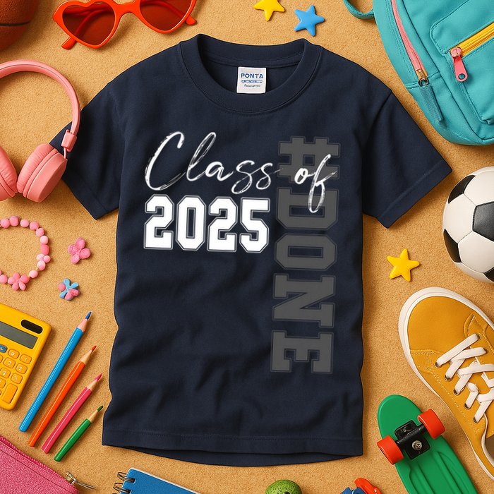 Done Class Of 2025 Graduate Funny 2025 Graduation Seniors  Kids T-Shirt