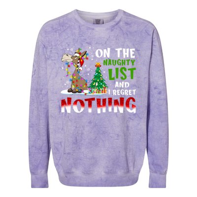 Donkey Christmas On The Naughty List And I Regret Nothing Colorblast Crewneck Sweatshirt