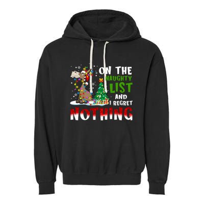 Donkey Christmas On The Naughty List And I Regret Nothing Garment-Dyed Fleece Hoodie