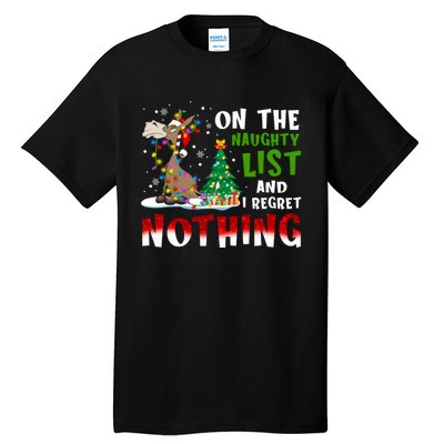 Donkey Christmas On The Naughty List And I Regret Nothing Tall T-Shirt