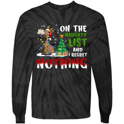 Donkey Christmas On The Naughty List And I Regret Nothing Tie-Dye Long Sleeve Shirt