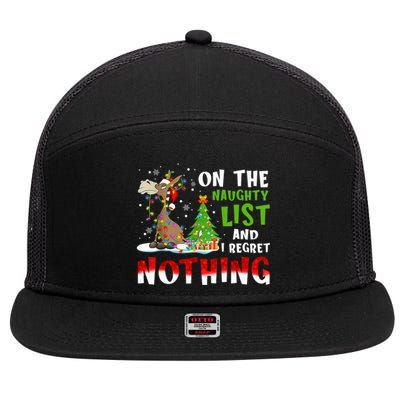 Donkey Christmas On The Naughty List And I Regret Nothing Gift 7 Panel Mesh Trucker Snapback Hat