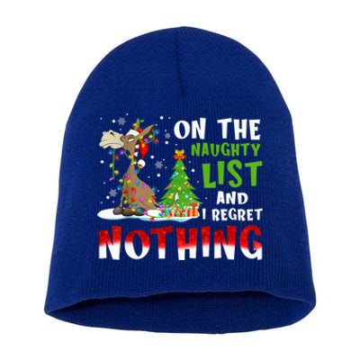 Donkey Christmas On The Naughty List And I Regret Nothing Gift Short Acrylic Beanie