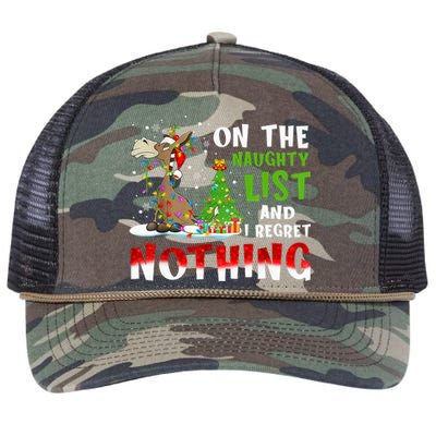 Donkey Christmas On The Naughty List And I Regret Nothing Gift Retro Rope Trucker Hat Cap