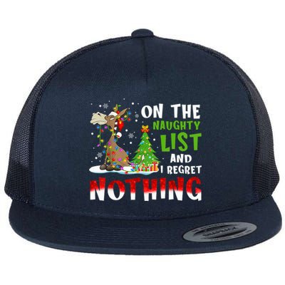 Donkey Christmas On The Naughty List And I Regret Nothing Gift Flat Bill Trucker Hat