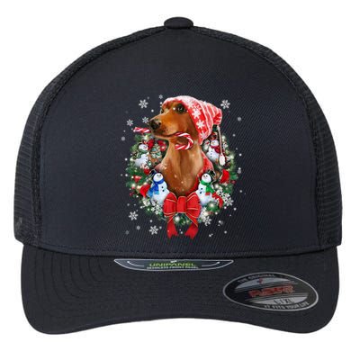 Dachshund Christmas Ornat Decoration Doxie Santa Xmas Cute Gift Flexfit Unipanel Trucker Cap