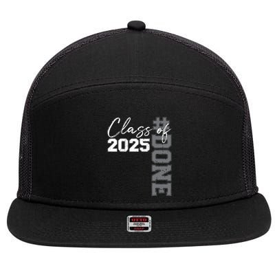 Done Class Of 2025 Graduate Funny 2025 Graduation Seniors 7 Panel Mesh Trucker Snapback Hat