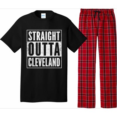 Distressed Cleveland Outfit Straight Outta Cleveland Gift Pajama Set