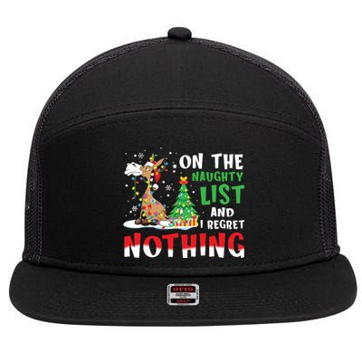 Donkey Christmas On The Naughty List And I Regret Nothing 7 Panel Mesh Trucker Snapback Hat