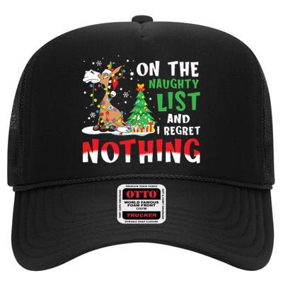 Donkey Christmas On The Naughty List And I Regret Nothing High Crown Mesh Back Trucker Hat