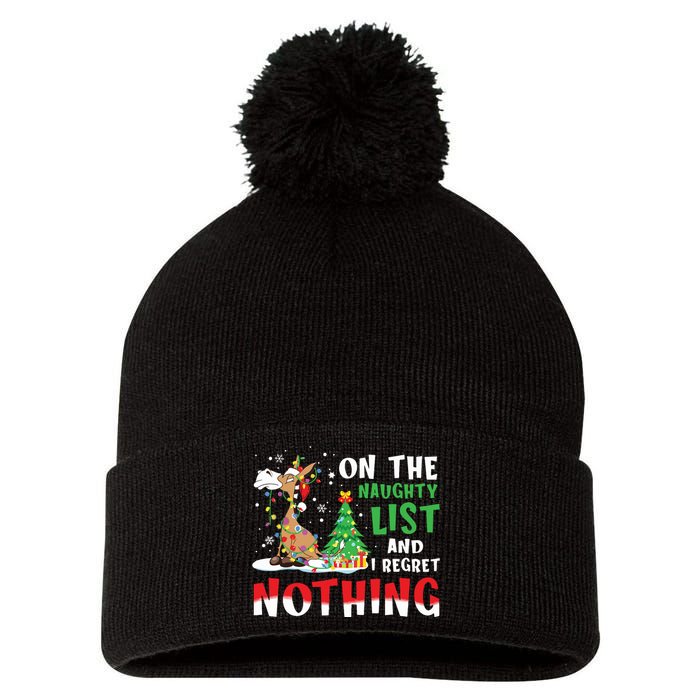 Donkey Christmas On The Naughty List And I Regret Nothing Pom Pom 12in Knit Beanie