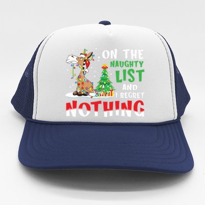 Donkey Christmas On The Naughty List And I Regret Nothing Trucker Hat