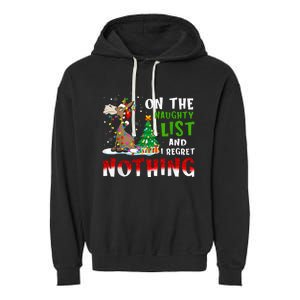 Donkey Christmas On The Naughty List And I Regret Nothing Garment-Dyed Fleece Hoodie