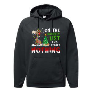 Donkey Christmas On The Naughty List And I Regret Nothing Performance Fleece Hoodie