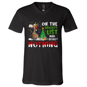 Donkey Christmas On The Naughty List And I Regret Nothing V-Neck T-Shirt