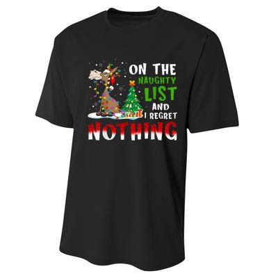 Donkey Christmas On The Naughty List And I Regret Nothing Performance Sprint T-Shirt