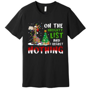 Donkey Christmas On The Naughty List And I Regret Nothing Premium T-Shirt