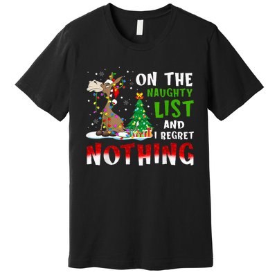 Donkey Christmas On The Naughty List And I Regret Nothing Premium T-Shirt