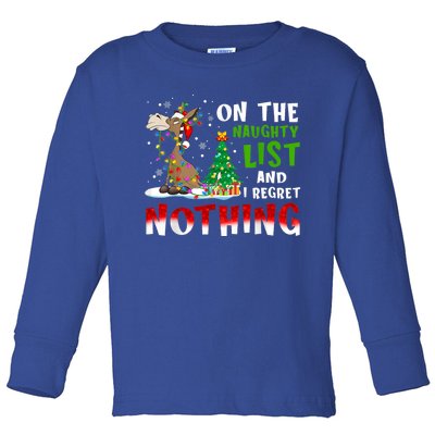 Donkey Christmas On The Naughty List And I Regret Nothing Toddler Long Sleeve Shirt