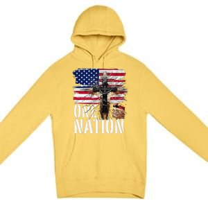 Distressed Christian One Nation Crown Of Thorns Patriotic Premium Pullover Hoodie