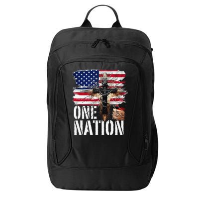 Distressed Christian One Nation Crown Of Thorns Patriotic City Backpack