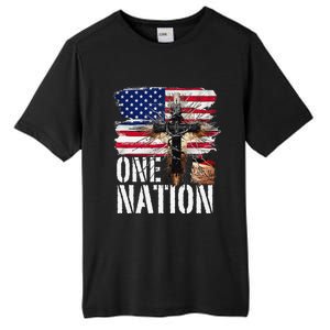 Distressed Christian One Nation Crown Of Thorns Patriotic Tall Fusion ChromaSoft Performance T-Shirt