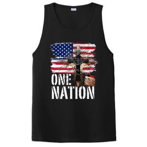 Distressed Christian One Nation Crown Of Thorns Patriotic PosiCharge Competitor Tank