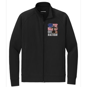 Distressed Christian One Nation Crown Of Thorns Patriotic Stretch Full-Zip Cadet Jacket