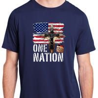 Distressed Christian One Nation Crown Of Thorns Patriotic Adult ChromaSoft Performance T-Shirt