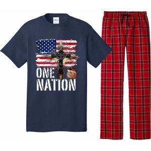 Distressed Christian One Nation Crown Of Thorns Patriotic Pajama Set