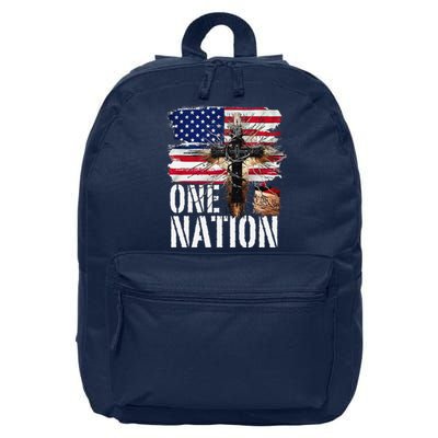 Distressed Christian One Nation Crown Of Thorns Patriotic 16 in Basic Backpack