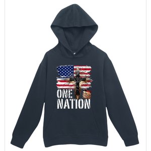 Distressed Christian One Nation Crown Of Thorns Patriotic Urban Pullover Hoodie