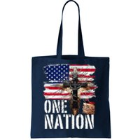 Distressed Christian One Nation Crown Of Thorns Patriotic Tote Bag