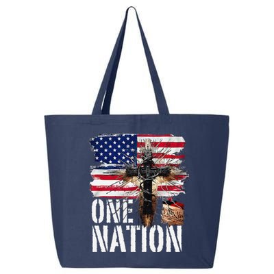 Distressed Christian One Nation Crown Of Thorns Patriotic 25L Jumbo Tote