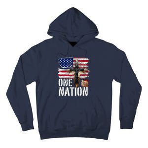 Distressed Christian One Nation Crown Of Thorns Patriotic Tall Hoodie