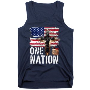 Distressed Christian One Nation Crown Of Thorns Patriotic Tank Top