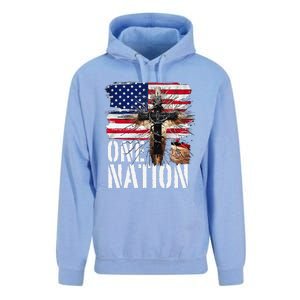 Distressed Christian One Nation Crown Of Thorns Patriotic Unisex Surf Hoodie