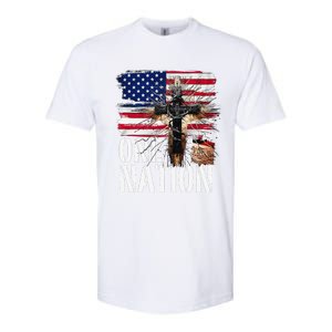 Distressed Christian One Nation Crown Of Thorns Patriotic Softstyle CVC T-Shirt