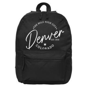 Denver Colorado Pride Mile High City Est. 1858 Denver 16 in Basic Backpack