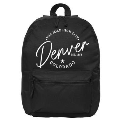 Denver Colorado Pride Mile High City Est. 1858 Denver 16 in Basic Backpack